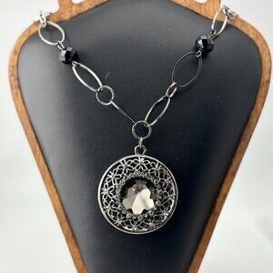 *NEW* Graphite Crystal Eye Medallion Pendant Necklace